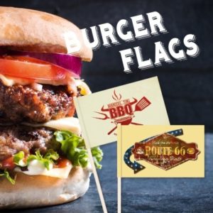 Burger-Flags, Minifahnen, Minifähnchen, Holzpicker, holz-picker, Käsepicker, 