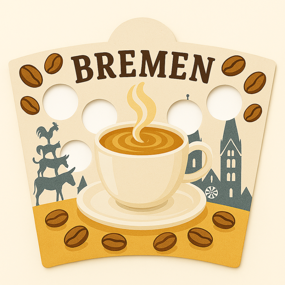 Becherhalter Bremen mit Kaffee, Becherhalter Bremen, Becherhalter, Werbemittel, Werbung, Werbeartikel,