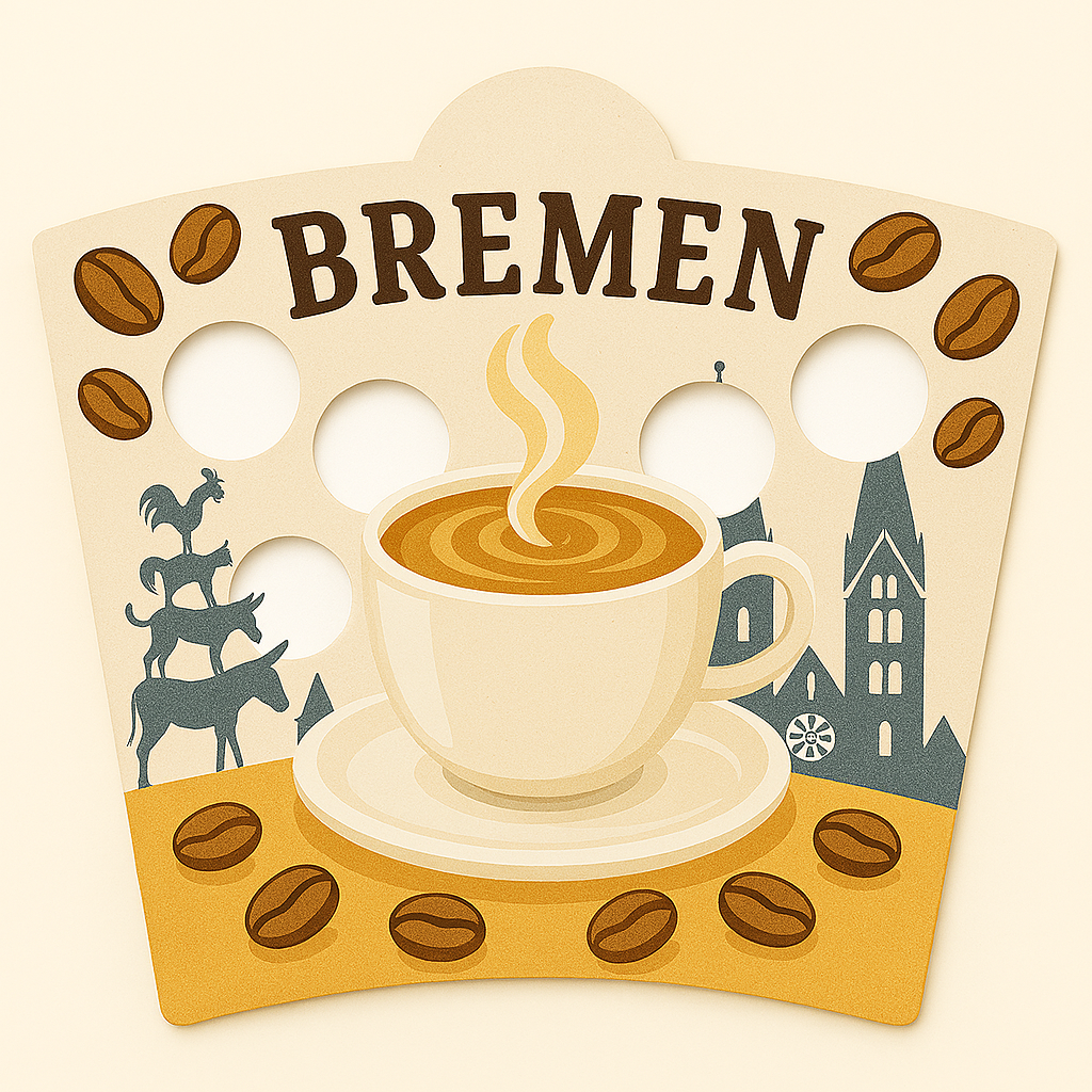 Becherhalter Bremen mit Kaffee, Becherhalter Bremen, Becherhalter, Werbemittel, Werbung, Werbeartikel,