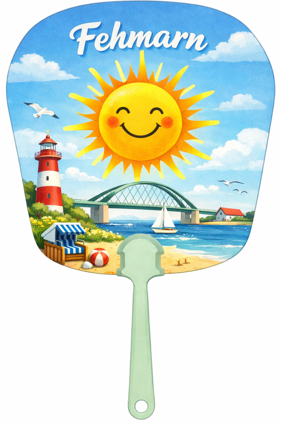Handfächer Fehmarn mit Griff in Spiegelform
