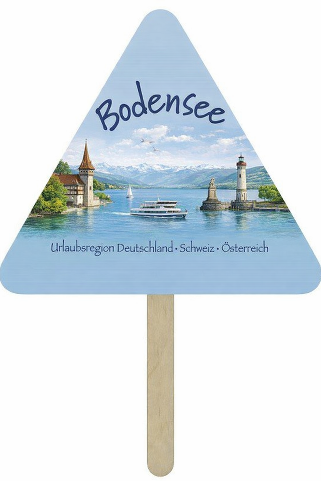 Handfächer mit Holzgriff "Dreieck"