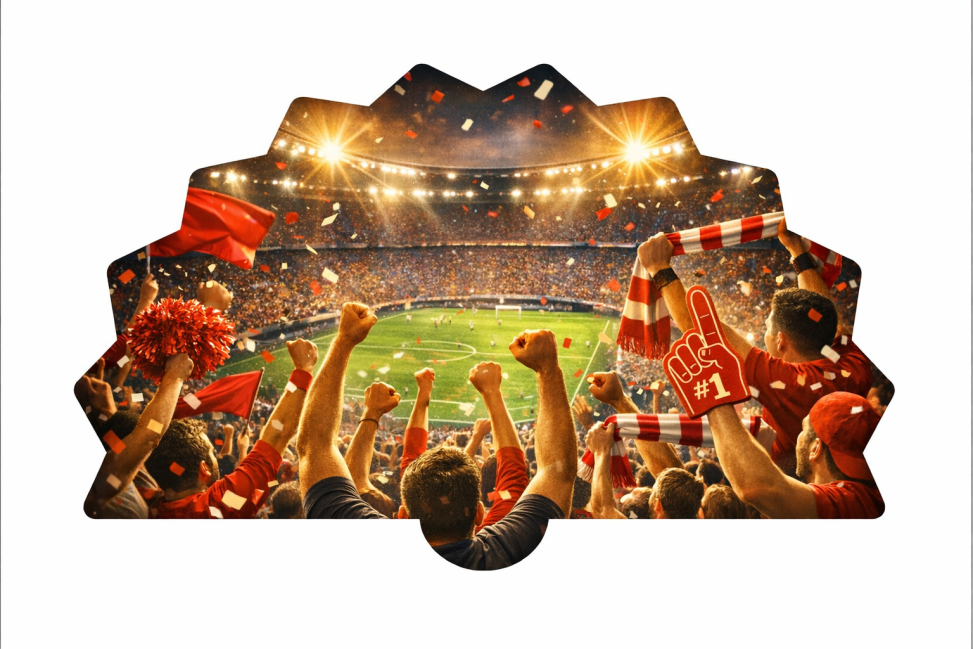Plano‑Handfächer mit Stadion, Plano‑Handfächer,