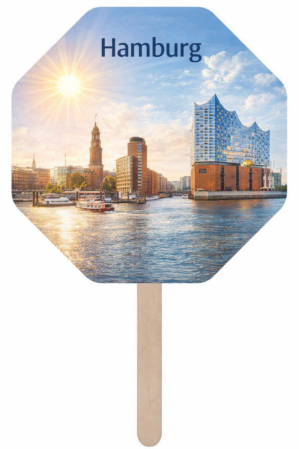 Handfächer Hamburg mit Holzgriff Octagon, 