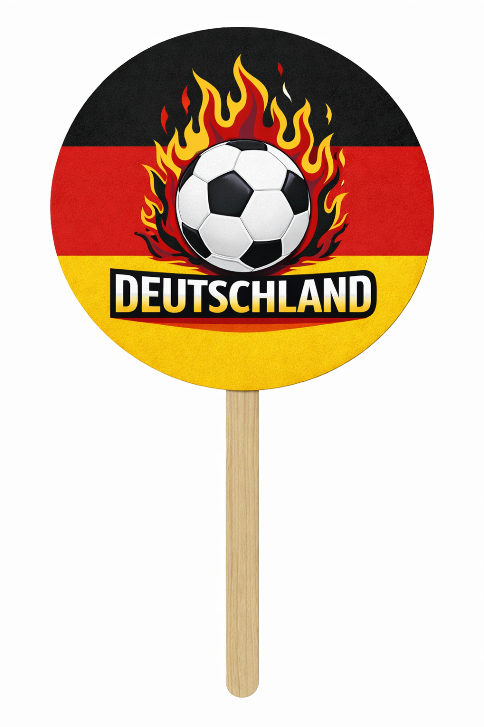 Deutschland‑Fußball‑Handfächer mit Holzgriff – Rundform