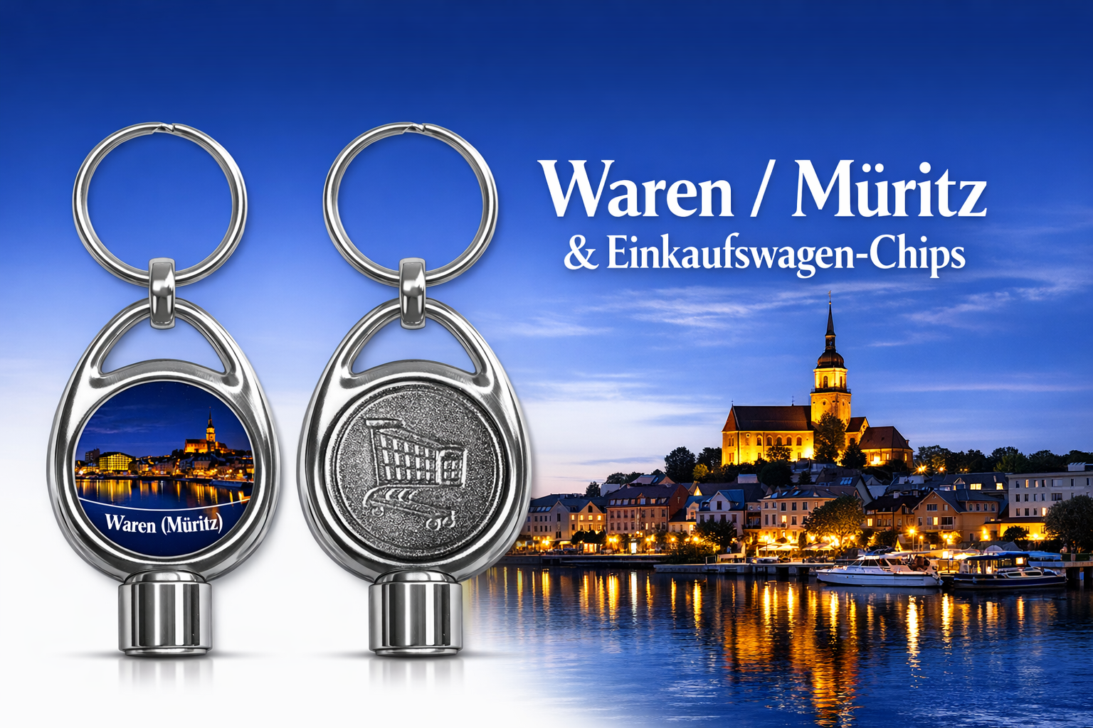 Schlüsselanhänger Waren‑(Müritz) mit Heizungsentlüfter & Coin