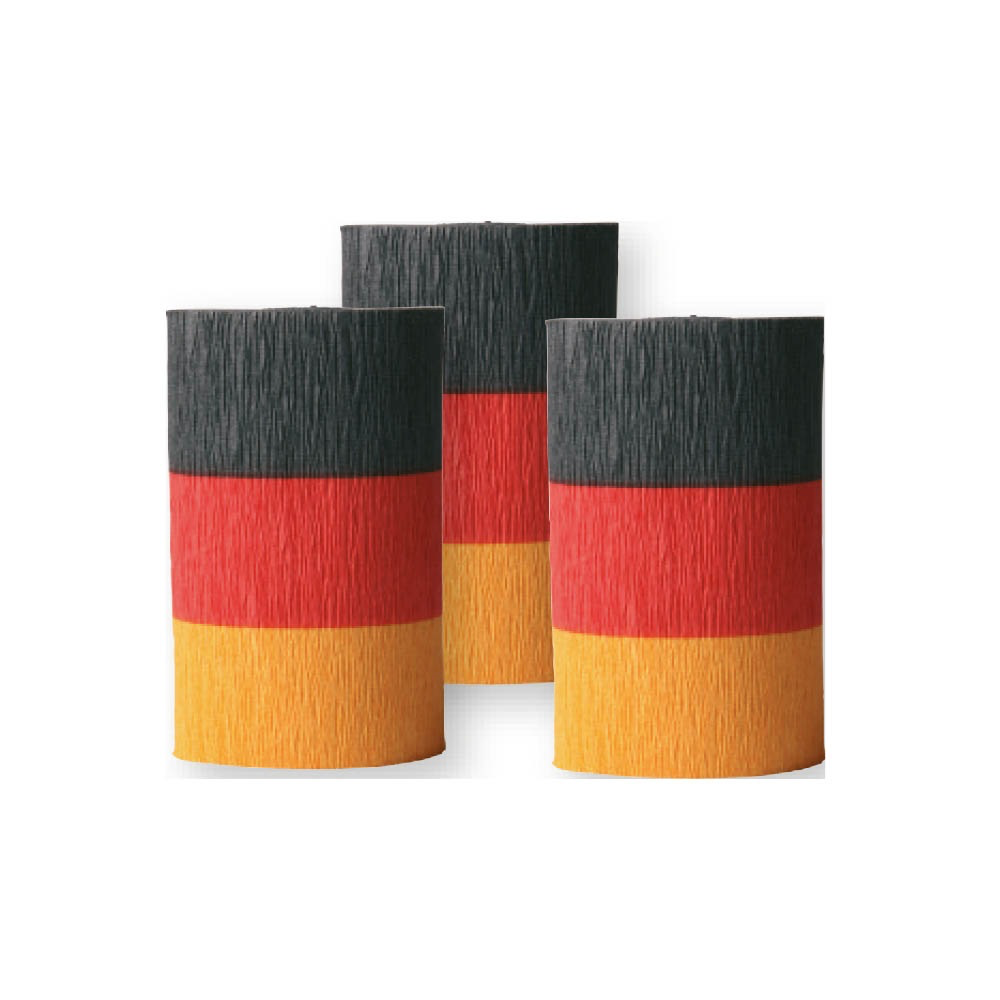 Dekokrepp Deutschland, Krepppapiere, Deutschland Dekoration kaufen, Schwarz‑Rot‑Gold Dekoration, Deko für Fußball EM/WM, Fanartikel Deutschland, Dekokrepp schwer entflammbar,