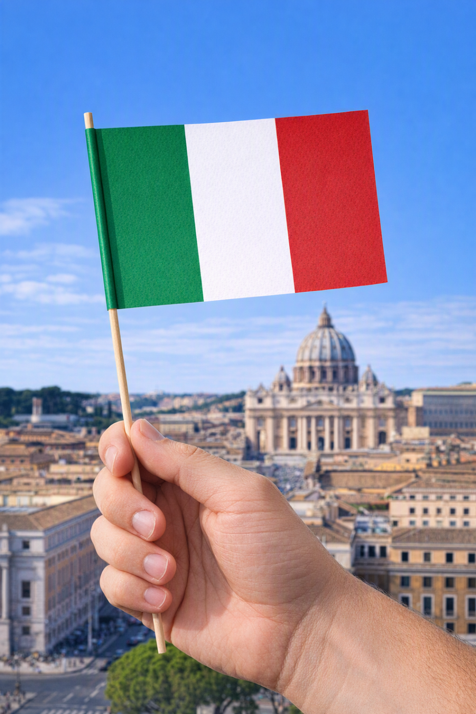 Papierfahnen Italien mit Holzstab, Papierfahnen Italien ,
