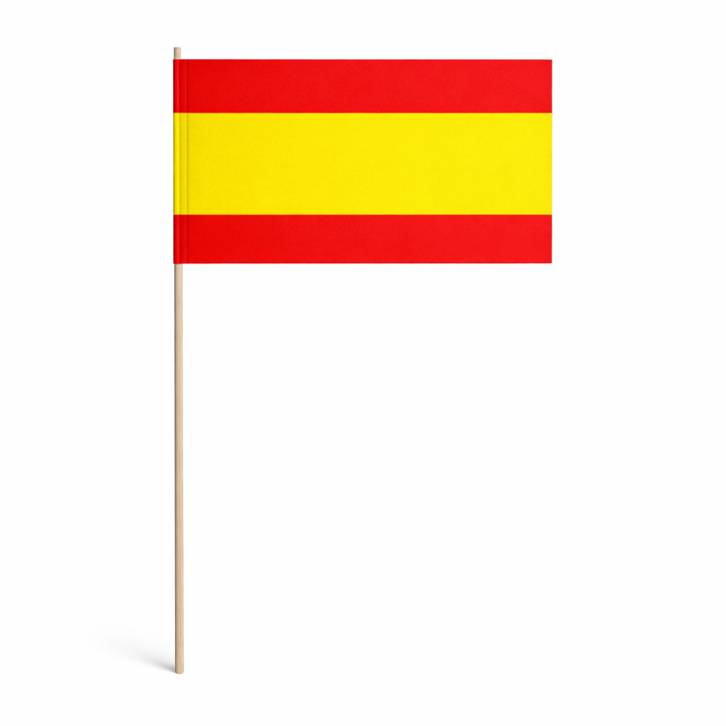 Papierfahnen Spanien mit Holzstab, Papierfahnen Spanien,