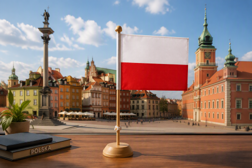 Tischfahnen Polen, Polen Tischflaggen, Tischfähnchen Polen,