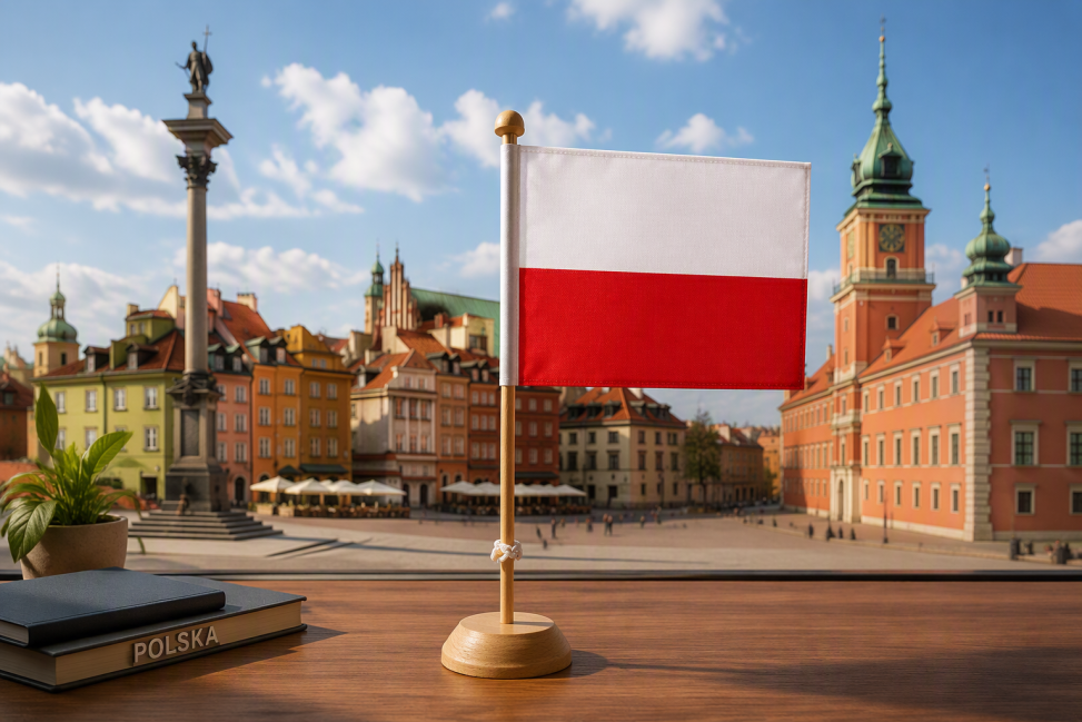 Tischfahnen Polen, Polen Tischflaggen, Tischfähnchen Polen,