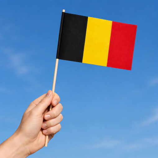 Papierfahnen Belgien mit Holzstab, Papierfahnen Belgien,