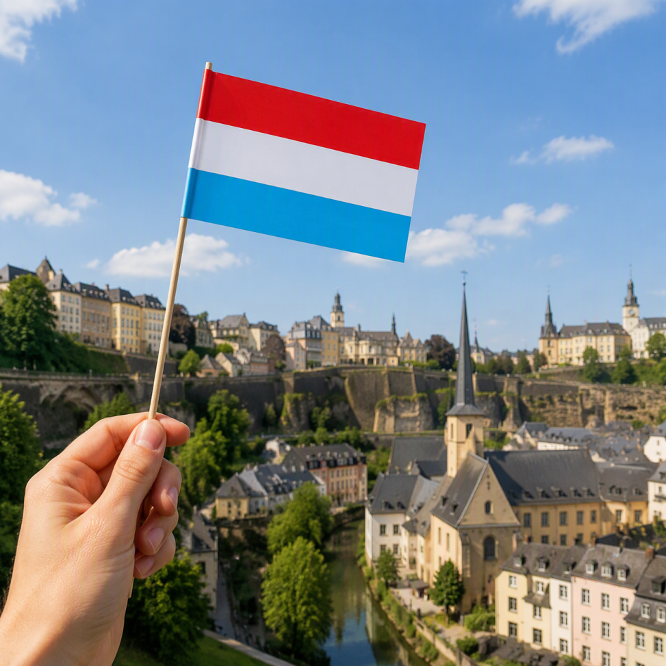 🇱🇺 Papierfahnen Luxemburg mit Holzstab, Papierfahnen Luxemburg,