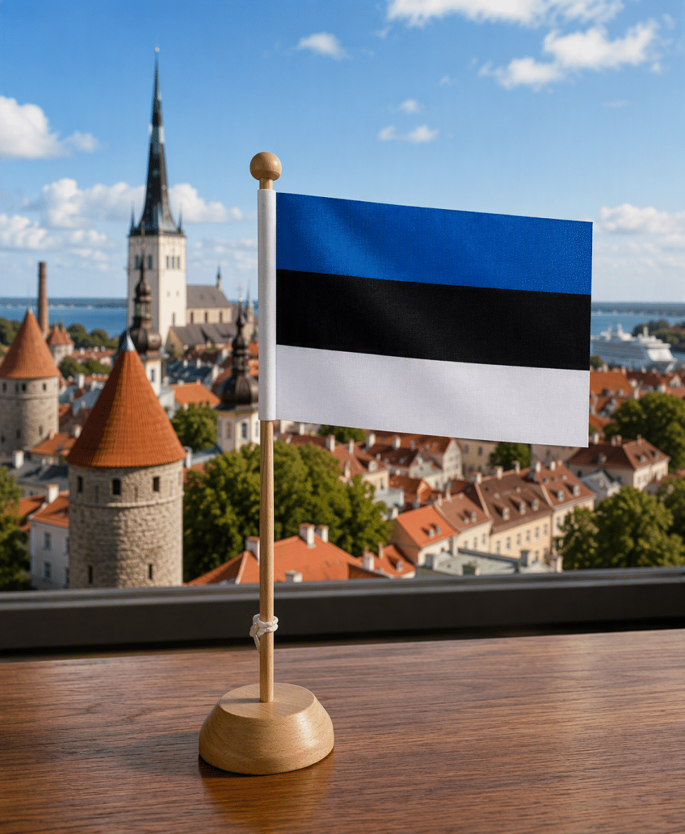 Tischfahnen Estland, Tischfahne Estland, estnische Tischfahnen, Länder Tischfahnen, Nationalflagge Estland, Flagge Estland Tisch, Konferenz Fahnen, Länderfahnen kaufen, Tischflaggen Estland, estnische Flagge.