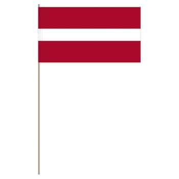 Papierfahnen Lettland mit Holzstab, Papierfahnen Lettland, Papierfähnchen Lettland,