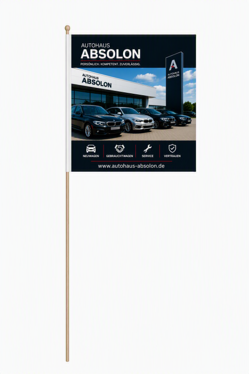 Papierfahnen Autohaus Absolon, Werbe Papierfahnen, Werbe Papierfähnchen