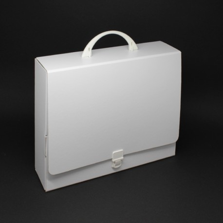 Koffer aus Karton, weiß, Fuellhöhe 8 cm