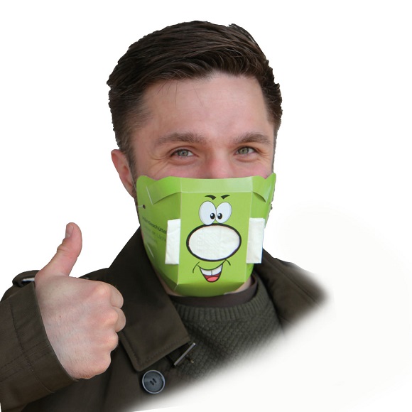 Mund-Nase-Maske Solidarität, Pappe Behelfsmaske, Behelfsmaske, Behelfsmaske für Mund und Nase.
